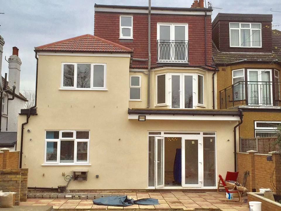 Rendered new build rear elevation with Juliet balconies